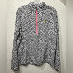 Stylish Women's Black and White Patterned Hoodie with Pink Accent